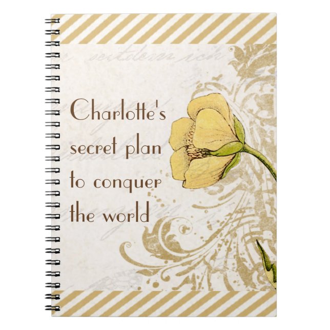Secret Plan Conquer World Flower Notebook (Front)