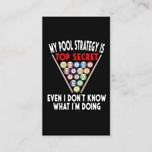 Secret Pool Strategy 8 Ball Funny Billiard Player Business Card