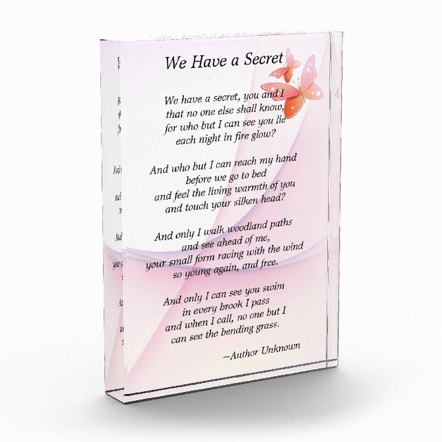 Secret Prayer for Pet Memorial Acrylic Award (Left)