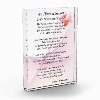 Secret Prayer for Pet Memorial Personalized Acrylic Award