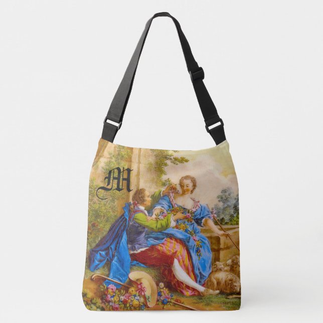 Secret Romance Girly Baroque Monogram Personalize Crossbody Bag (Front)