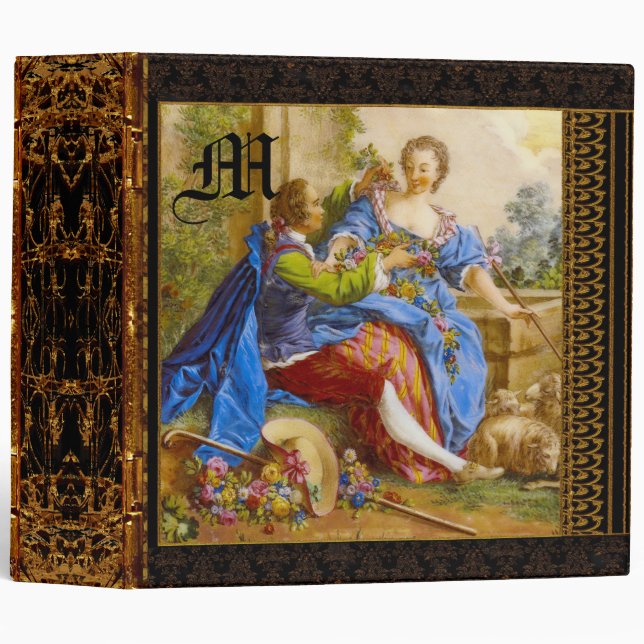 Secret Romance Pretty Baroque Monogram 3 Ring Binder (Front/Spine)