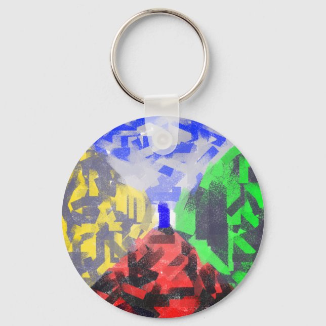 Secret Room Modern Abstract original Colorful Art  Keychain (Front)