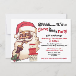 Secret Santa African American Gift Exchange Swap Invitation | Zazzle