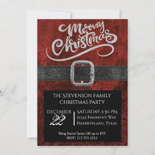 Secret Santa Belt Gift Exchange Christmas Party Holiday Card