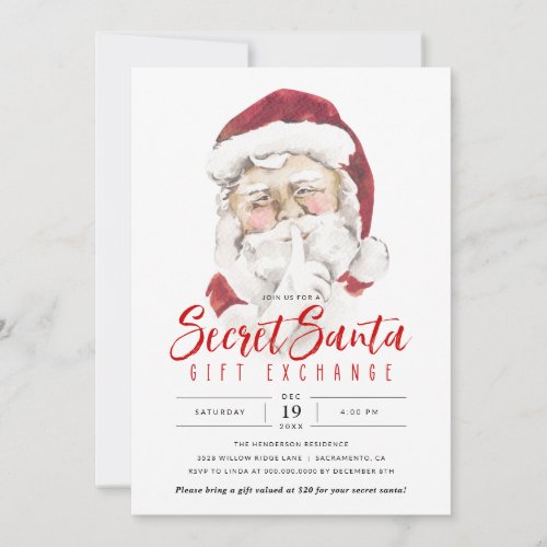 Secret Santa Christmas Gift Exchange Holiday Party Invitation
