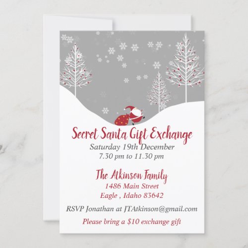 Secret Santa Christmas Gift Exchange Party Invitation