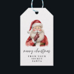 Secret Santa Christmas Gift Watercolor Gift Tags<br><div class="desc">Introducing our exquisite Watercolor Santa Gift Tag - the perfect finishing touch to make your Secret Santa present truly magical! This enchanting gift tag features a charming watercolor Santa Claus illustration, expertly hand-painted for a unique and whimsical touch. The beautiful script font adds an elegant and personal feel to your...</div>