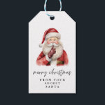 Secret Santa Christmas Gift Watercolor Gift Tags<br><div class="desc">Introducing our exquisite Watercolor Santa Gift Tag - the perfect finishing touch to make your Secret Santa present truly magical! This enchanting gift tag features a charming watercolor Santa Claus illustration, expertly hand-painted for a unique and whimsical touch. The beautiful script font adds an elegant and personal feel to your...</div>