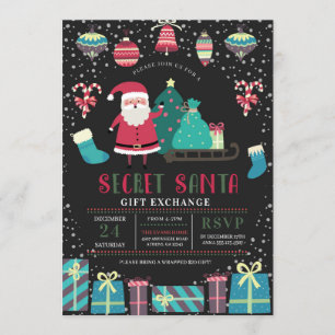Secret Santa Christmas Holiday Gift Exchange Invitation