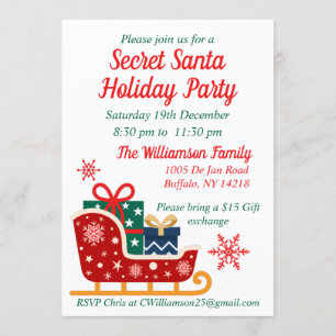Secret Santa Christmas Holiday Party Invitation