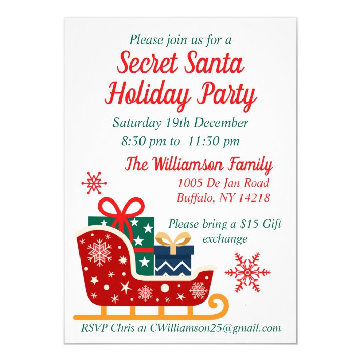 Secret Santa Christmas Holiday Party Invitation | Zazzle.com