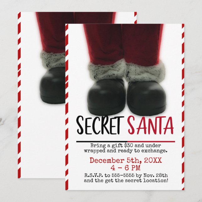 Secret Santa Christmas Holiday Party Invitation (Front/Back)