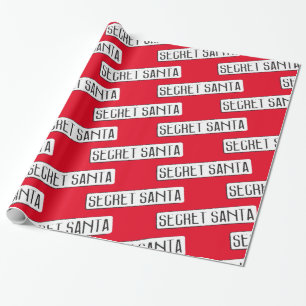 Secret Santa Christmas Holiday Vintage Sign Red Wrapping Paper