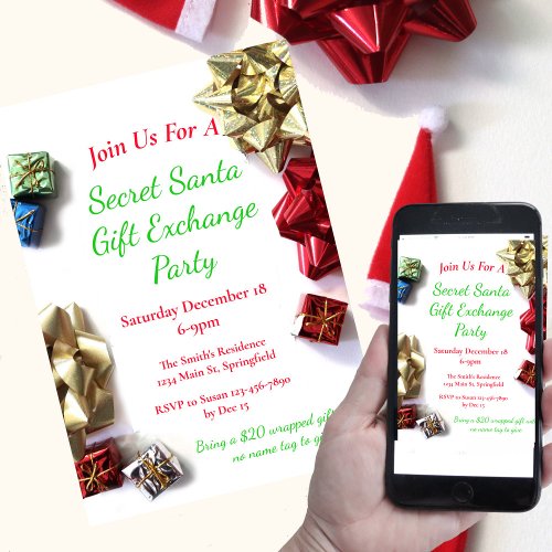Secret Santa Christmas Party Gift Exchange Invitation