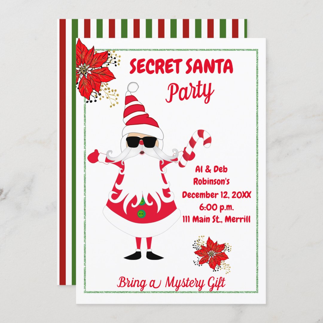 Secret Santa Christmas Party Invitation | Zazzle