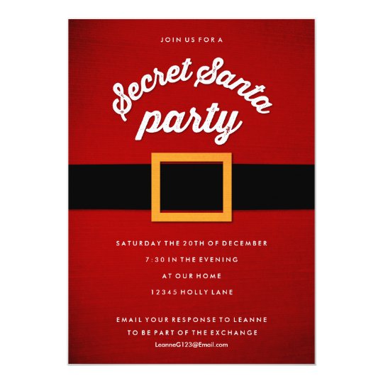 Secret Santa Christmas Party Invitations