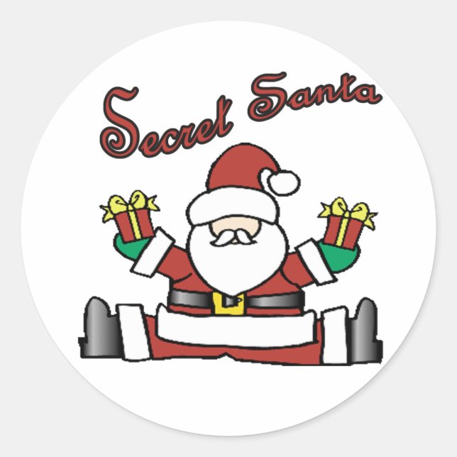 secret santa classic round sticker (Front)