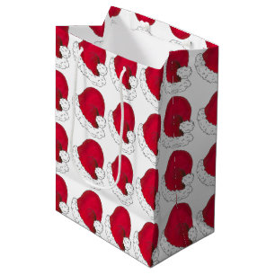 Secret Santa Claus Father Christmas Red Hat Medium Gift Bag