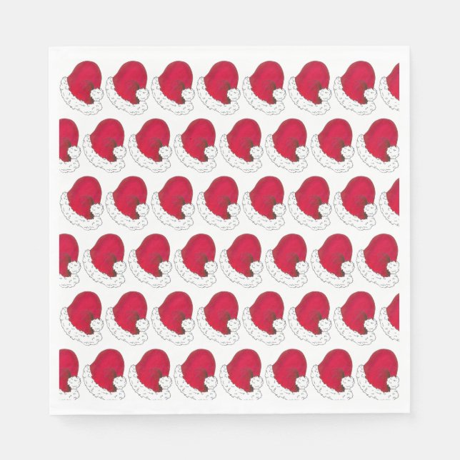 Secret Santa Claus Father Christmas Red Hat Napkins (Front)