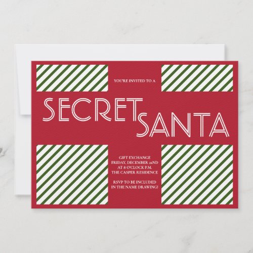 Secret Santa Festive Gift Exchange Christmas Party Invitation