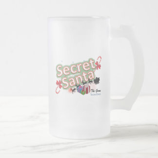 Secret Santa Frosted Glass Pint Beer Mug