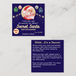 Secret Santa Gift Exchange Blue Party Small Invite