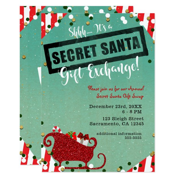 Secret Santa Gift Exchange Christmas Holiday Party Invitation