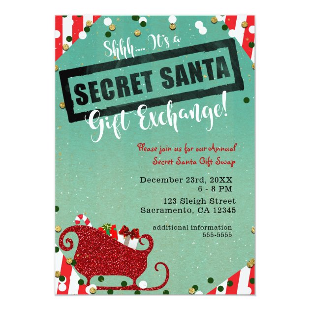 Secret Santa Gift Exchange Christmas Holiday Party Invitation