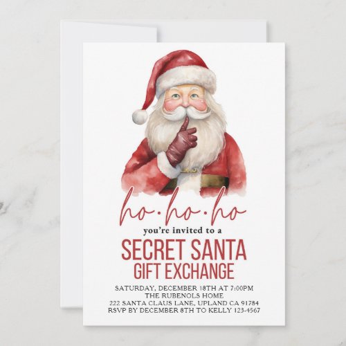 Secret Santa Gift Exchange Christmas Party Invitation
