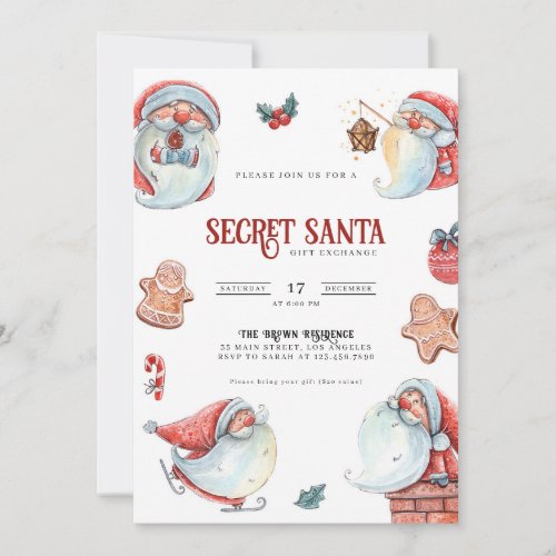 Secret Santa Gift Exchange Christmas Party Invite