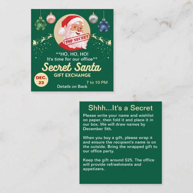 Secret Santa Gift Exchange Green Party SM Invite (Front/Back)