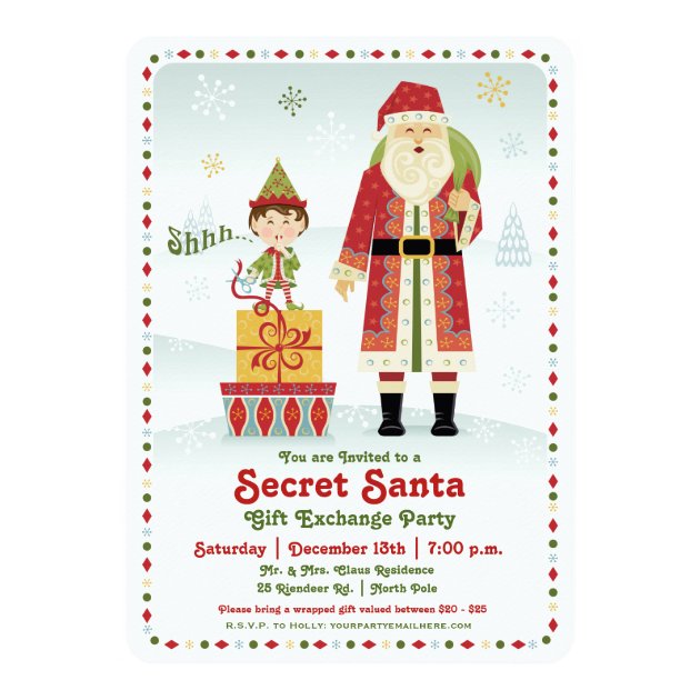 Secret Santa Gift Exchange Holiday Party Invitation