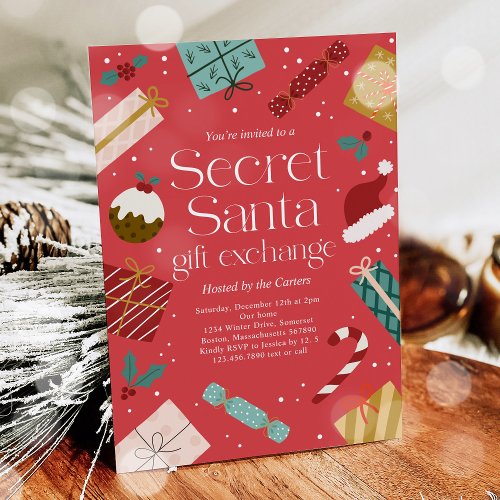 Secret Santa Gift Exchange Holiday Party Invitation