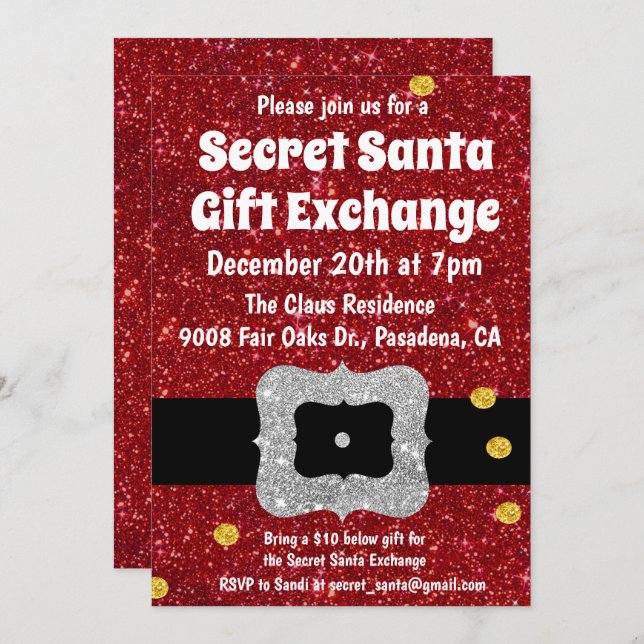 Secret Santa Gift Exchange Invitation (Front/Back)