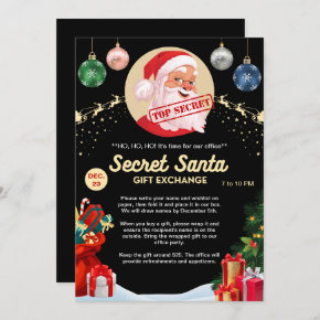 Secret Santa Gift Exchange Office Home Black Party Invitation