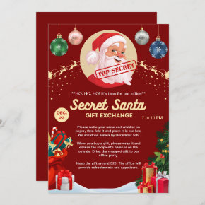 Secret Santa Gift Exchange Office Home Red Party Invitation