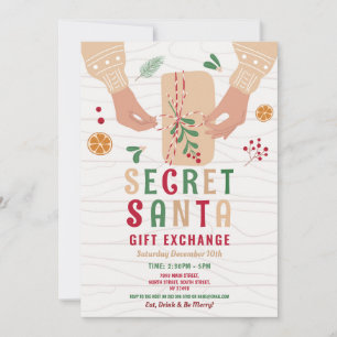 Secret Santa Gift Exchange Party Christmas Family Invitation