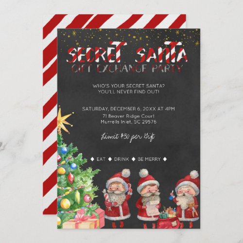 Secret Santa Gift Exchange Party Invitation
