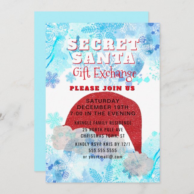 Secret Santa Gift Exchange Party Invitation (Front/Back)