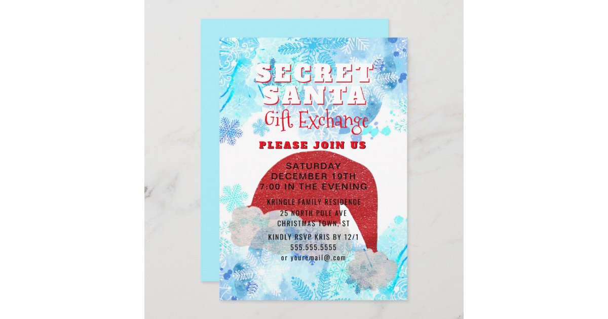 Secret Santa Gift Exchange Party Invitation | Zazzle