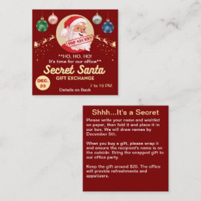 Secret Santa Gift Exchange Red Party Small Invite