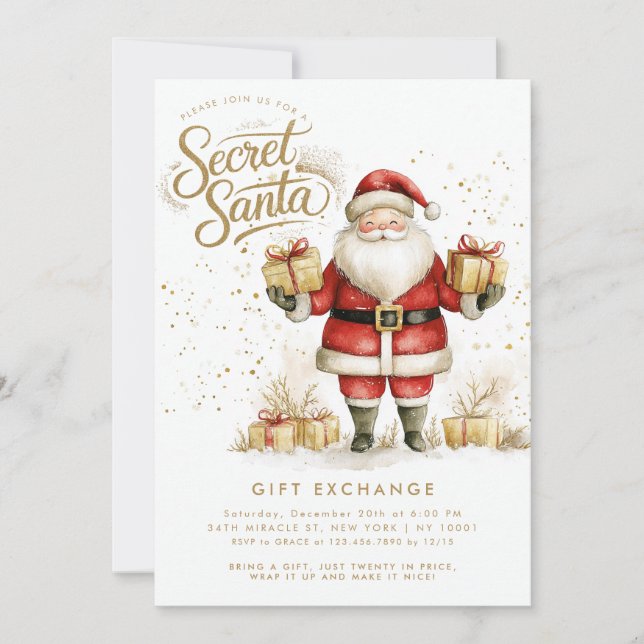 Secret Santa Gift Exchange Swap Christmas Invitation (Front)