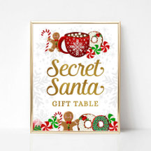 Secret Santa Gift Table Sign Christmas Party