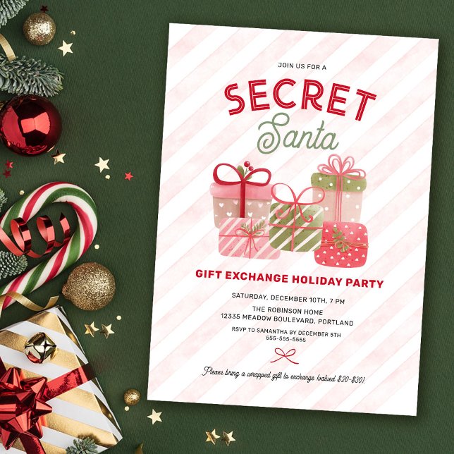 Secret Santa Holiday Gift Exchange Party Invitation (Creator Uploaded)