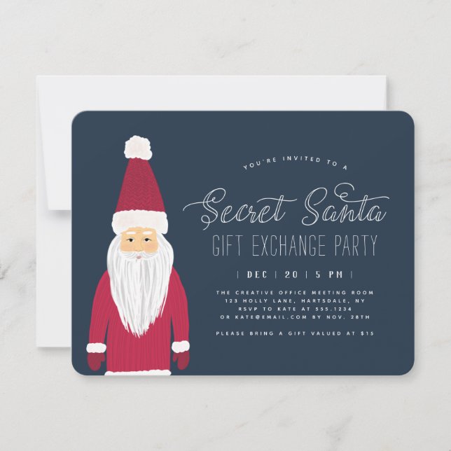Secret Santa Holiday Gift Exchange Party Invitation (Front)