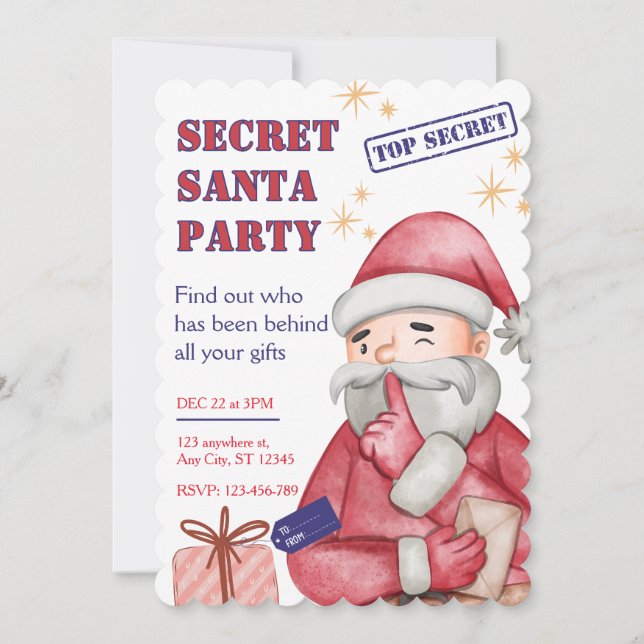 Secret Santa Invitation, Christmas Invitations (Front)