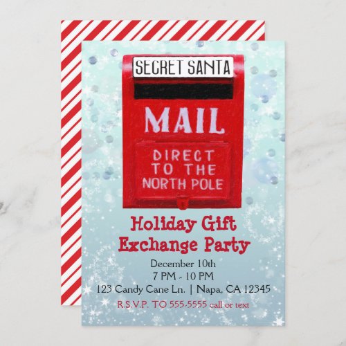Secret Santa Mail Box Holiday Gift Exchange Party Invitation