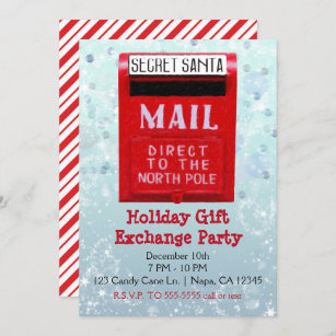 Secret Santa Mail Box Holiday Gift Exchange Party Invitation
