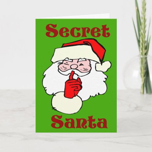 Secret Santa on Christmas Green Holiday Card